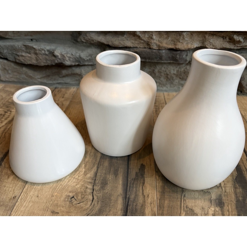 Weddingstar 3-Piece Clay Table Vase Set in White